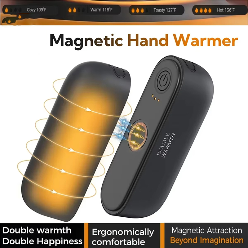 Hand Warmer Electric - เครื่องอุ่นมือแบบแม่เหล็ก 2-in-1 ชาร์จไฟได้ พกพาสะดวก ให้ความร้อนได้นาน ปลอดภัย