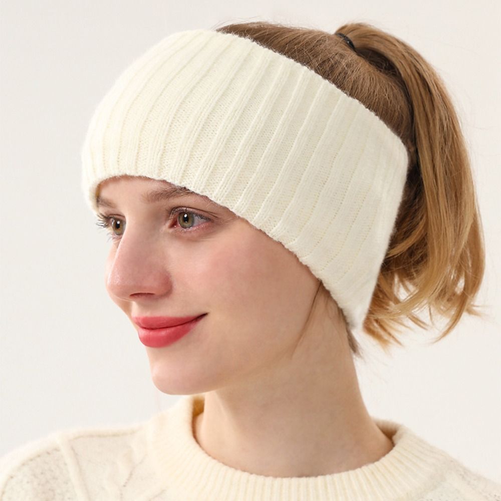 Winter Headband Fleece - ที่คาดผมถักนิตติ้งนุ่มสบาย บุด้วยขนแกะฟูฟ่อง สำหรับฤดูหนาว ยืดหยุ่น กันลม สีพื้น
