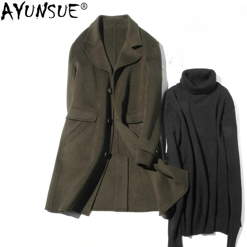 AYUNSUE 100% เสื้อขนสัตว์ผู้ชา - Wool Coat Peacoat บทวิจารณ์และราคา